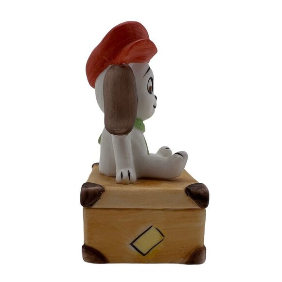 Vtg Lefton Trinket Box Dog Puppy Porcelain Bisque Suitcase Hat Scarf 2325 EUC - Picture 5 of 10